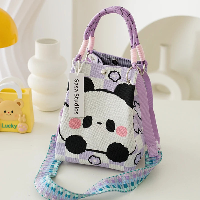 Korean Sle Knitted Tote Bag Large Capaci Portable Handbag Commuter Buet Bag Cute Floral Pattern Women's Handbag Your Shop Mania