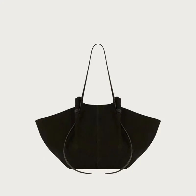 Brand Suede Design Shoulder Bag New Luxury Retro Women's Tote Bag Solid Color Genuine Leather Texture Large Capacity Handbag Your Shop Mania