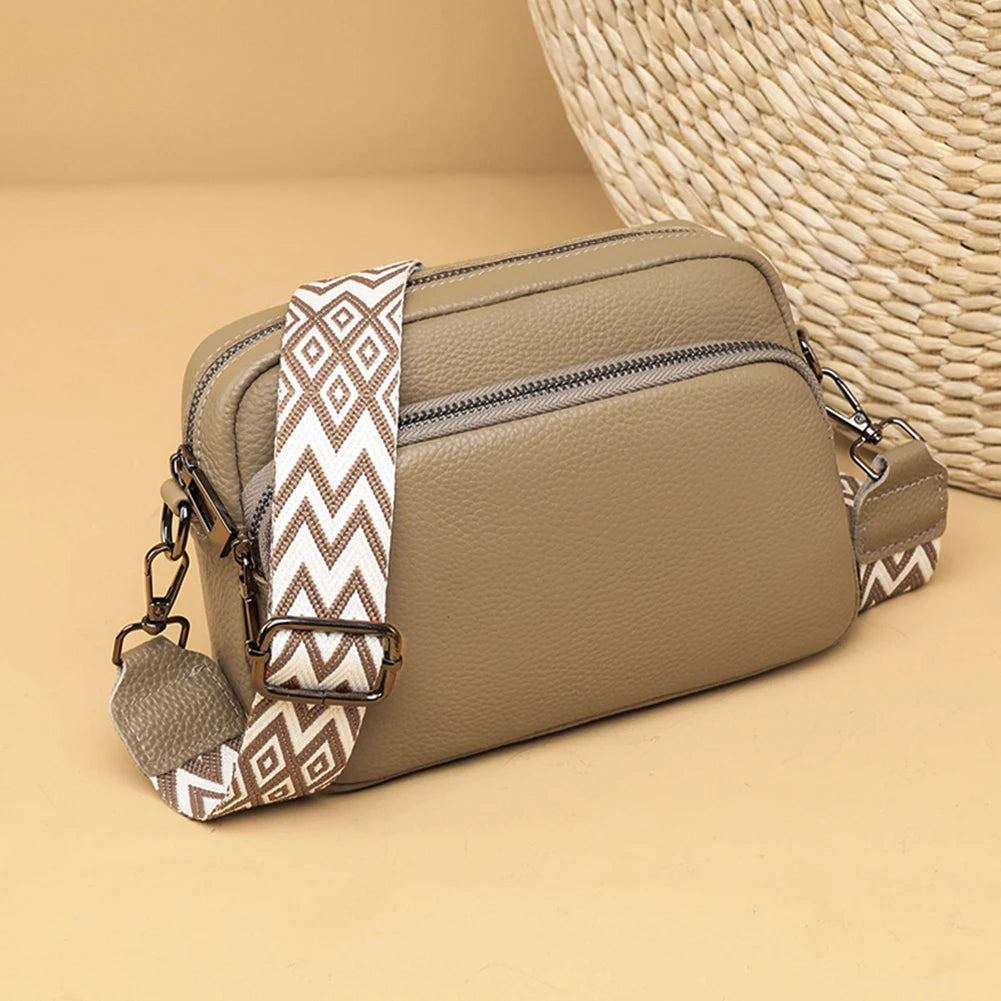 Genuine Leather Crossbody Bag Fashion Mobile Phone Bag Portable Elegant Solid Color Adjustable Strap Simple for Weekend Vacation Your Shop Mania