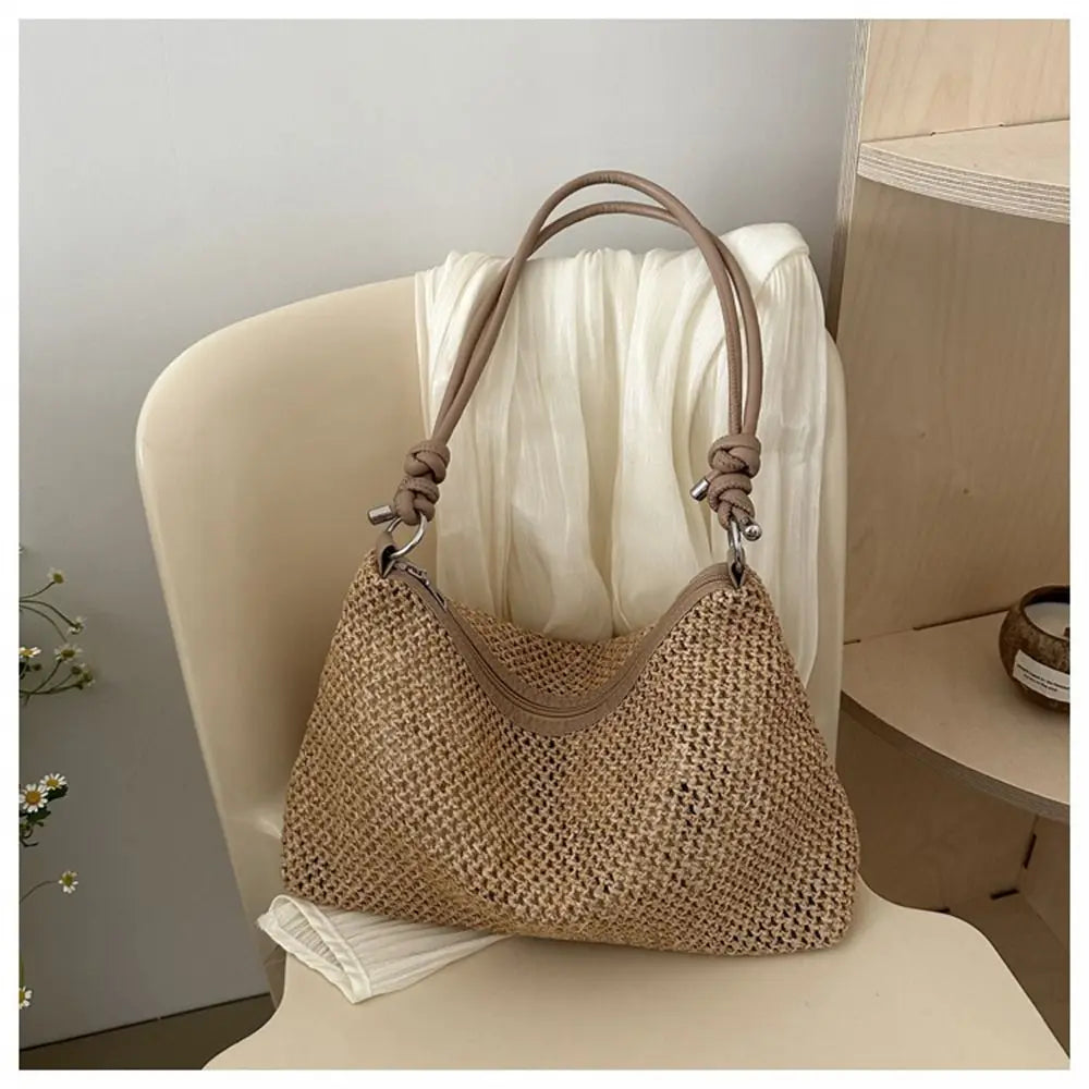 Rattan Straw Bag Fashion Woven Large Capacity Handbag Handmade Braid Shoulder Bag Summer Beach Your Shop Mania