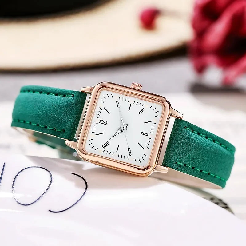 Fashion Simple Quartz watch for Women Reloj Mujer Women's Wristwatches Ladies Red Leather Bussiness Students Casual Watch Relojs Your Shop Mania