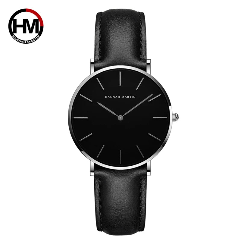 Hannah Martin Hot Fashion Simple Japan Quartz Movement Watch Leather Strap Clock Women Analog Waterproof Wrist watch Your Shop Mania