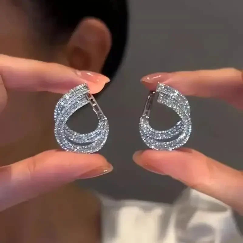 Unique Double Layer Earrings for Women Zircon C-shaped New Fashion Personality Cool Girls Party Accessories Jewellery Women Your Shop Mania
