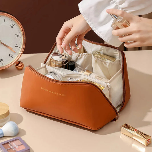 PU Fashion and Convenient Makeup Bag, Travel Storage Bag, Large Capacity Toilet Bag, Hand Boosting Beauty Pillow Makeup Bag Your Shop Mania
