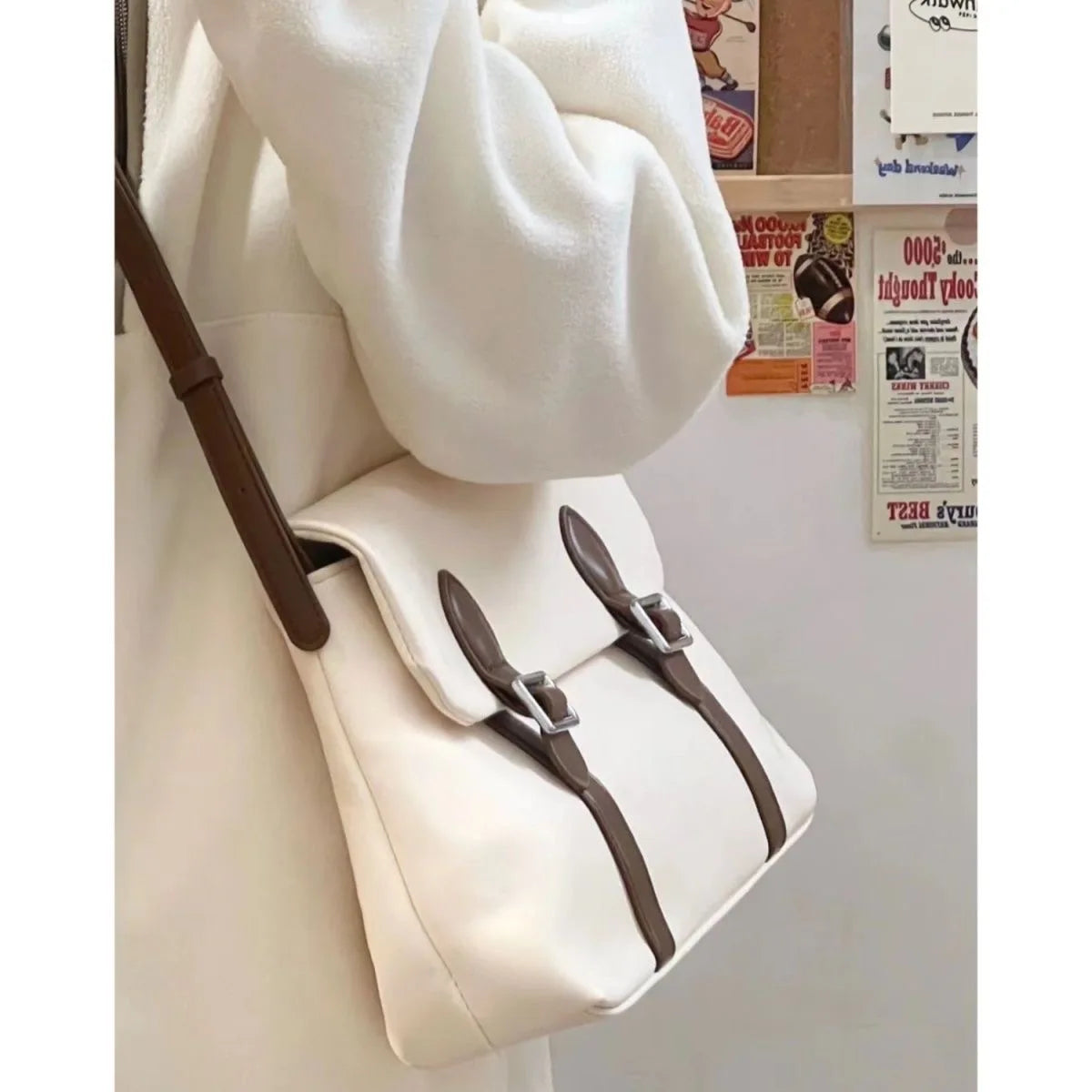 Vintage Women's Shoulder Bag Large Capacity Ladies Tote Purse Handbags Pu Leather Female Messenger Bags College Girls Book Bag Your Shop Mania