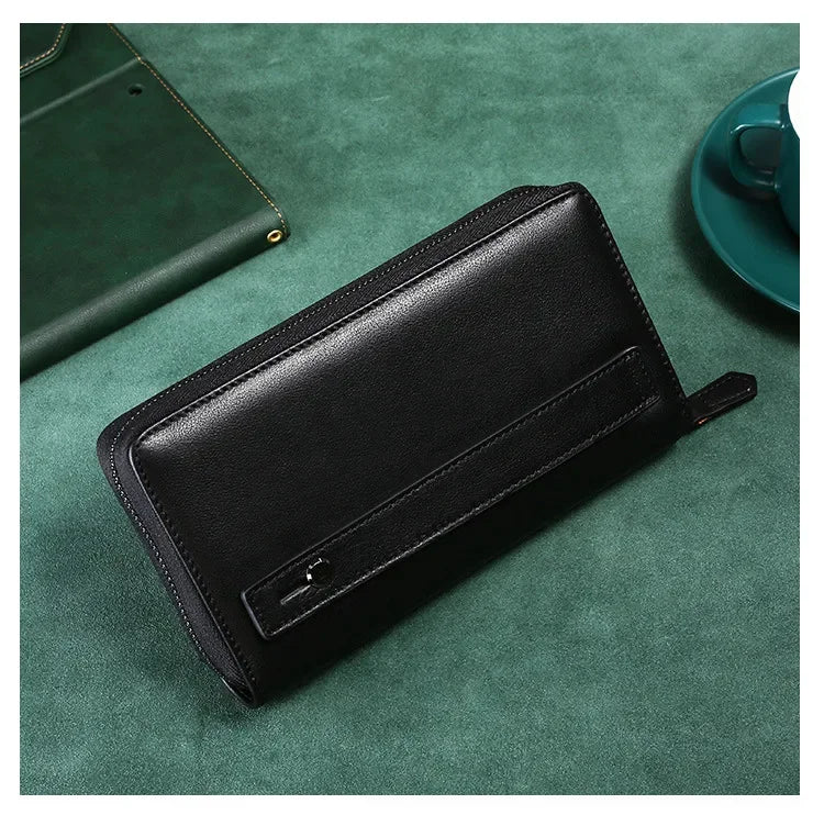Upgraded Large Capacity Genuine Leather Men's Handbag Integrated Cigarette Phone Wallet Soft Texture Famous Horse Skin Clutch Your Shop Mania