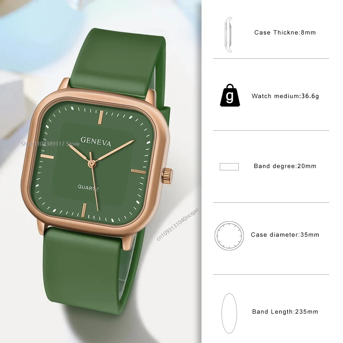 Fashion Women's Casual Elegant Simple Square Quartz Silicone Watch Gift for Men and Women Your Shop Mania
