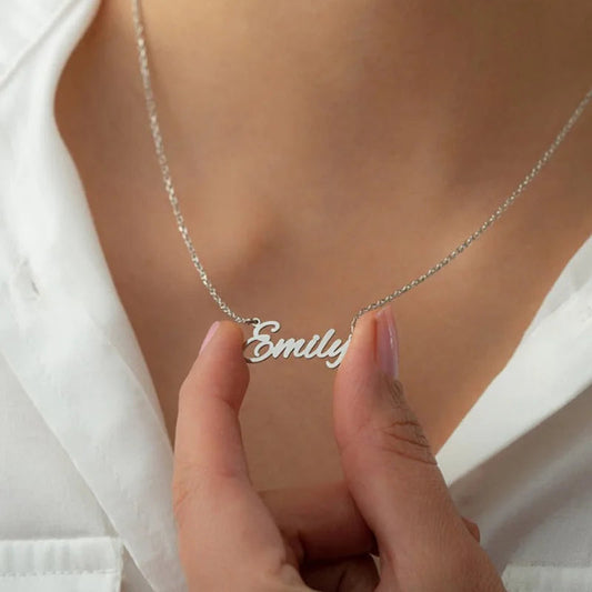 Customized 925 Sterling Silver Name Necklace For Women Personalized Custom Nameplate Jewelry Birthday Gift Your Shop Mania